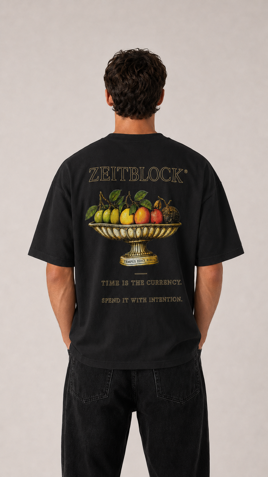 TIME IS THE CURRENCY – Premium Backprint T-Shirt | ZEITBLOCK®