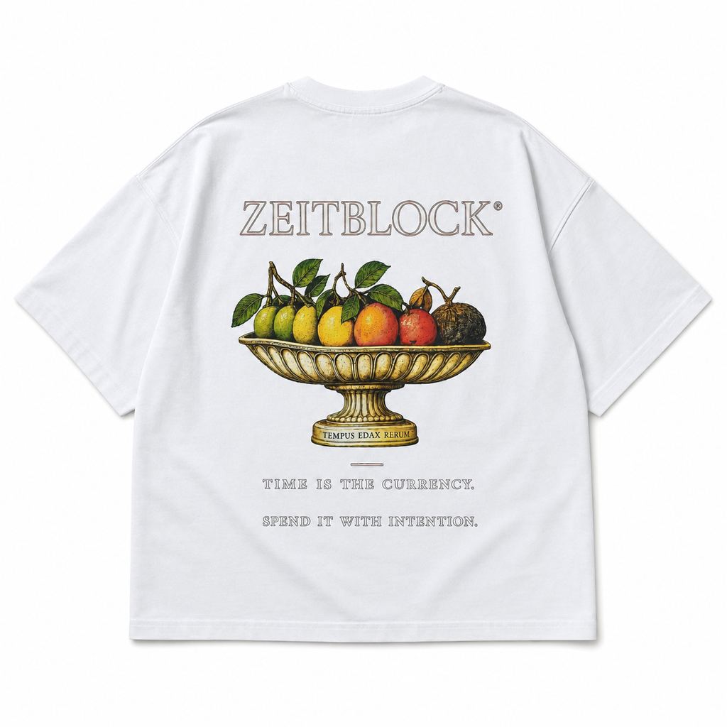 TIME IS THE CURRENCY – Premium Backprint T-Shirt | ZEITBLOCK®