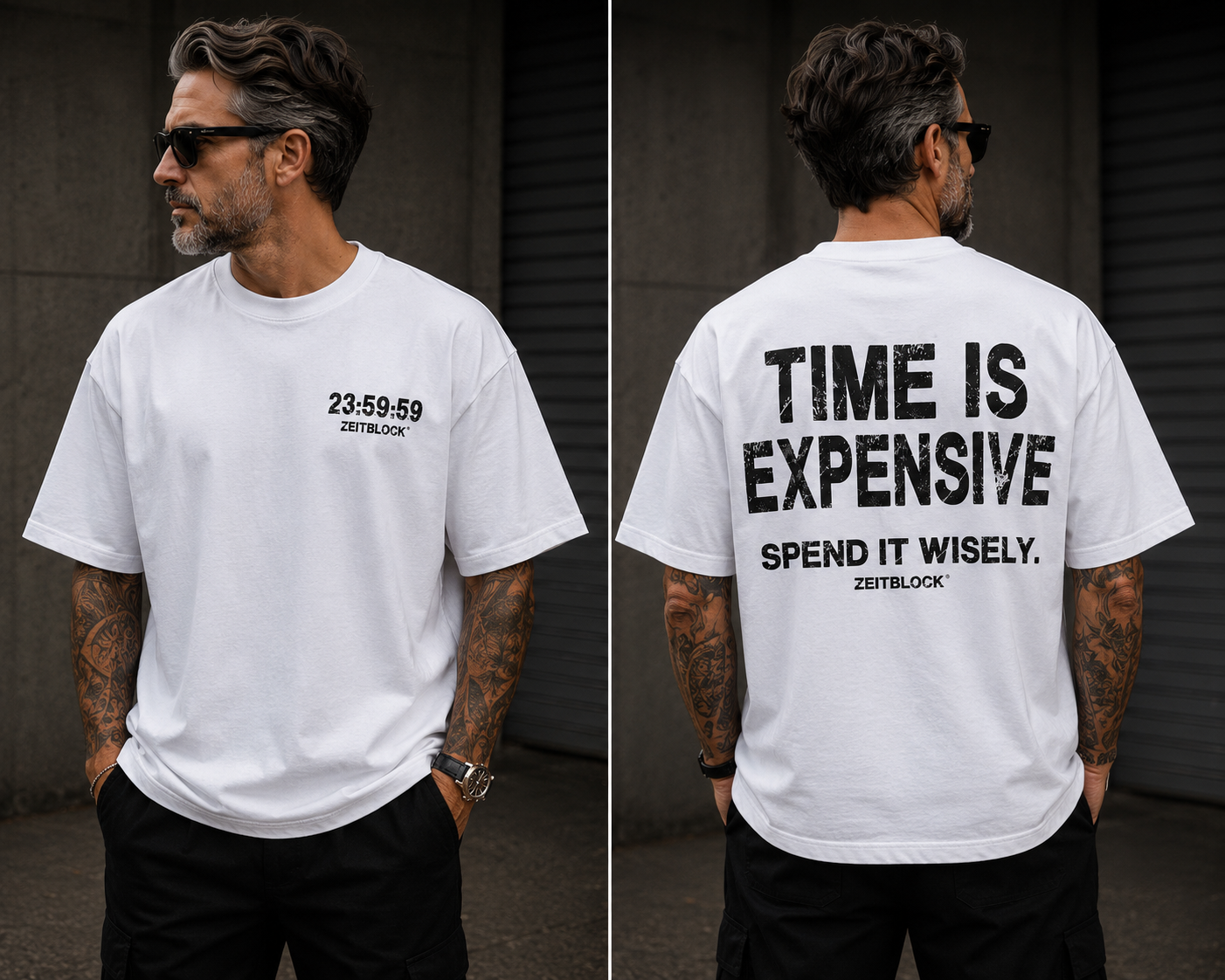 ZEITBLOCK® TIME IS EXPENSIVE – Premium Heavy Oversized T-Shirt | 300 GSM Heavyweight Cotton