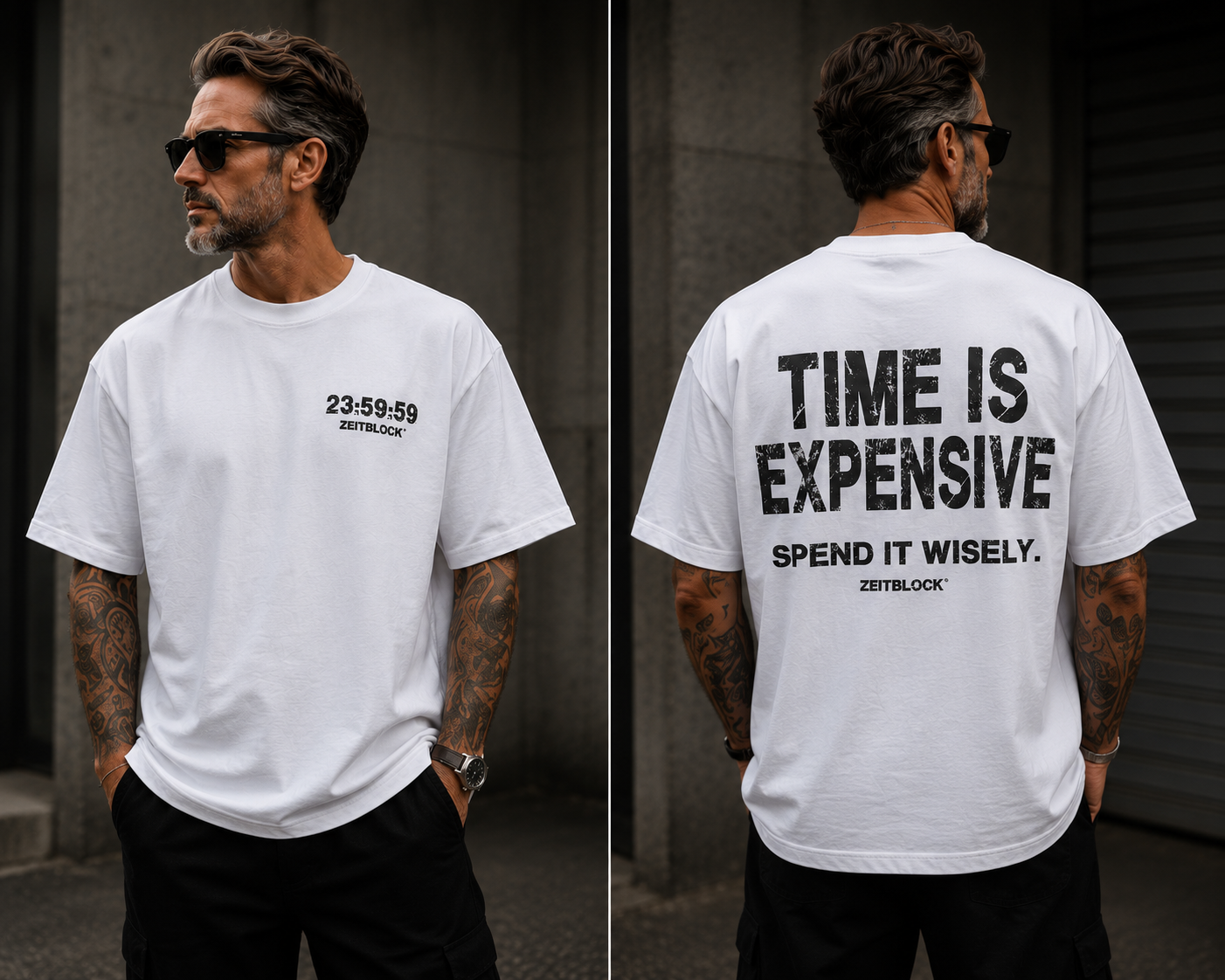 ZEITBLOCK® TIME IS EXPENSIVE – Premium Heavy Oversized T-Shirt | 300 GSM Heavyweight Cotton