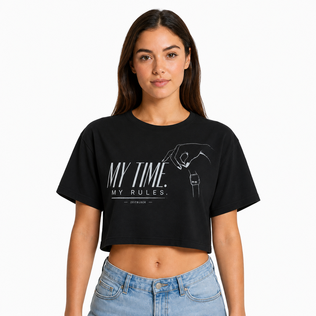 ZEITBLOCK MY TIME. MY RULES Damen Crop T‑Shirt