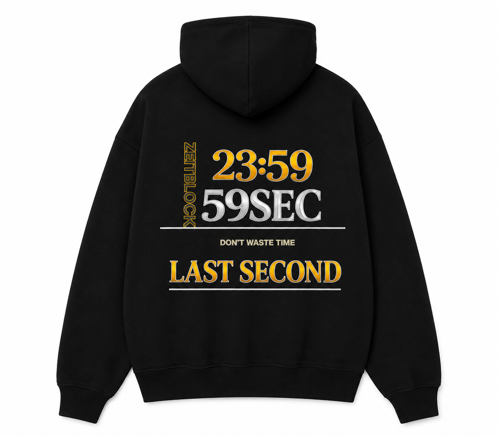 ZEITBLOCK® 23:59 LAST SECOND Premium Heavyweight Oversized Hoodie