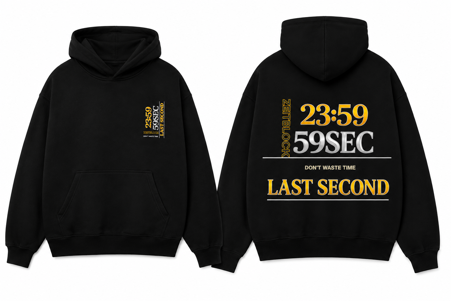 ZEITBLOCK® 23:59 LAST SECOND Premium Heavyweight Oversized Hoodie