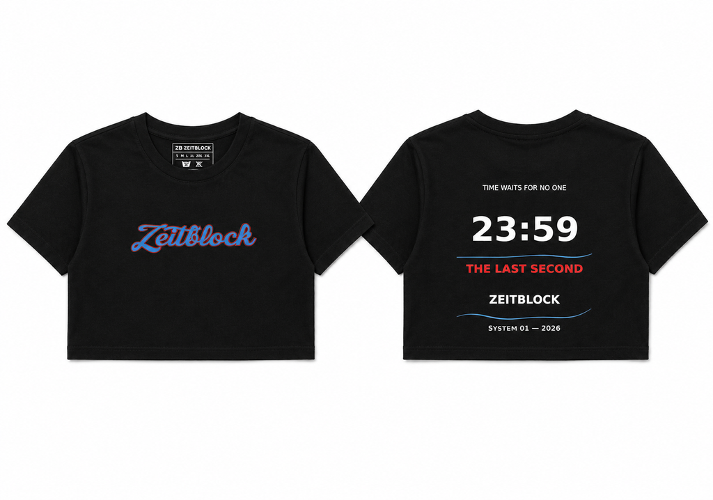 ZEITBLOCK Cropped Tee – „23:59“