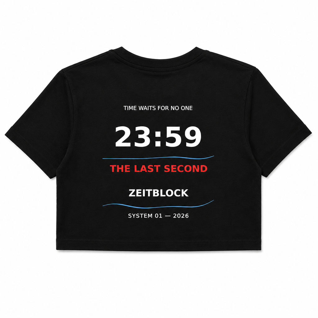 ZEITBLOCK Cropped Tee – „23:59“