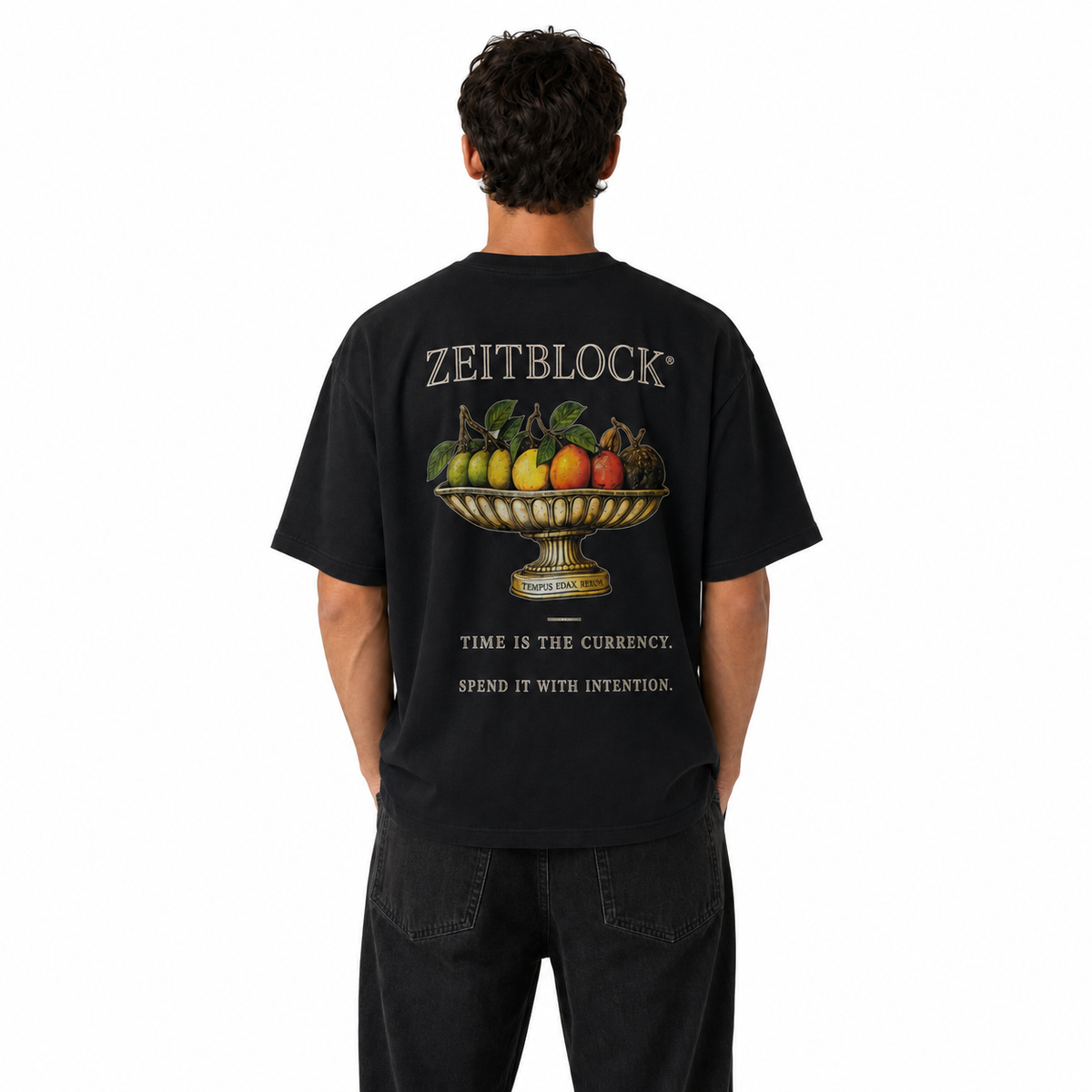 TIME IS THE CURRENCY – Premium Backprint T-Shirt | ZEITBLOCK®