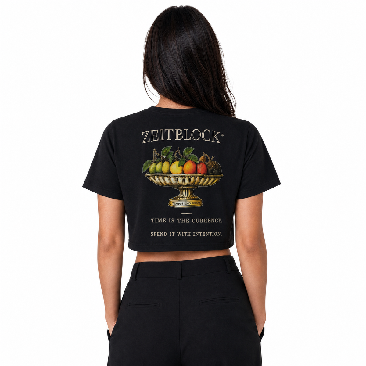 TIME IS THE CURRENCY – Premium Backprint T-Shirt | ZEITBLOCK®