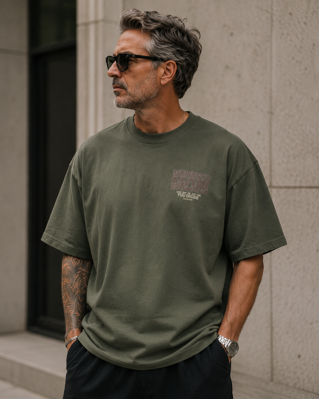 ZEITBLOCK® Memento Mori  Heavy Oversized Gym Tee | Premium 300 GSM Streetwear