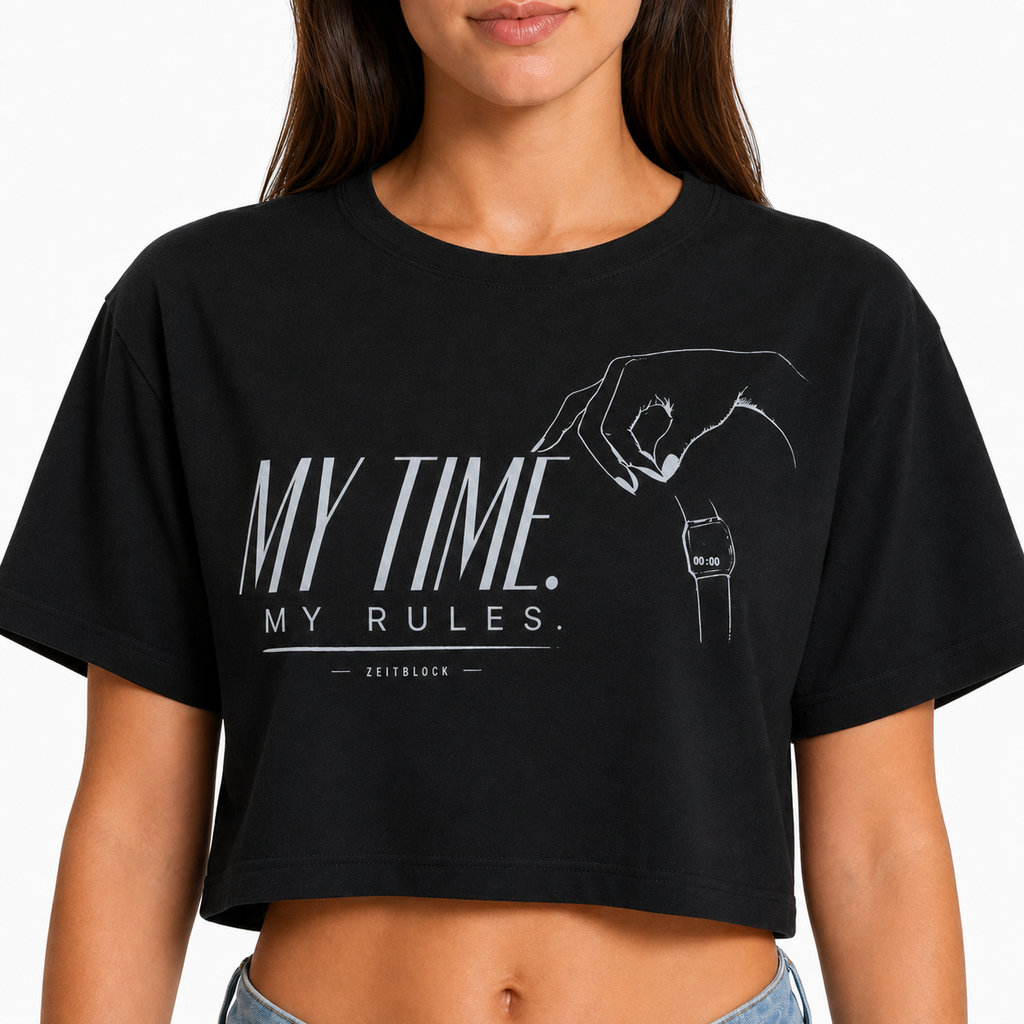ZEITBLOCK MY TIME. MY RULES Damen Crop T‑Shirt