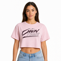 ZEITBLOCK ON MY OWN TIME – Damen Crop T‑Shirt in Rosa