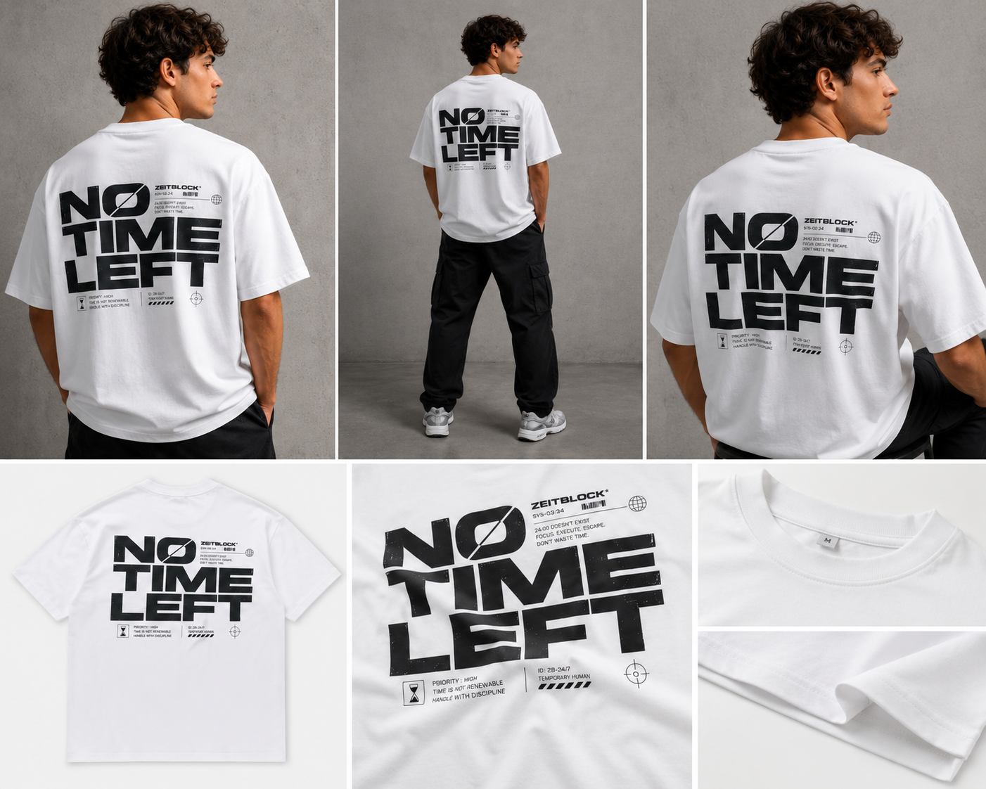 ZEITBLOCK® “NO TIME LEFT” Heavy Oversized Tee – 300 GSM Premium Shirt