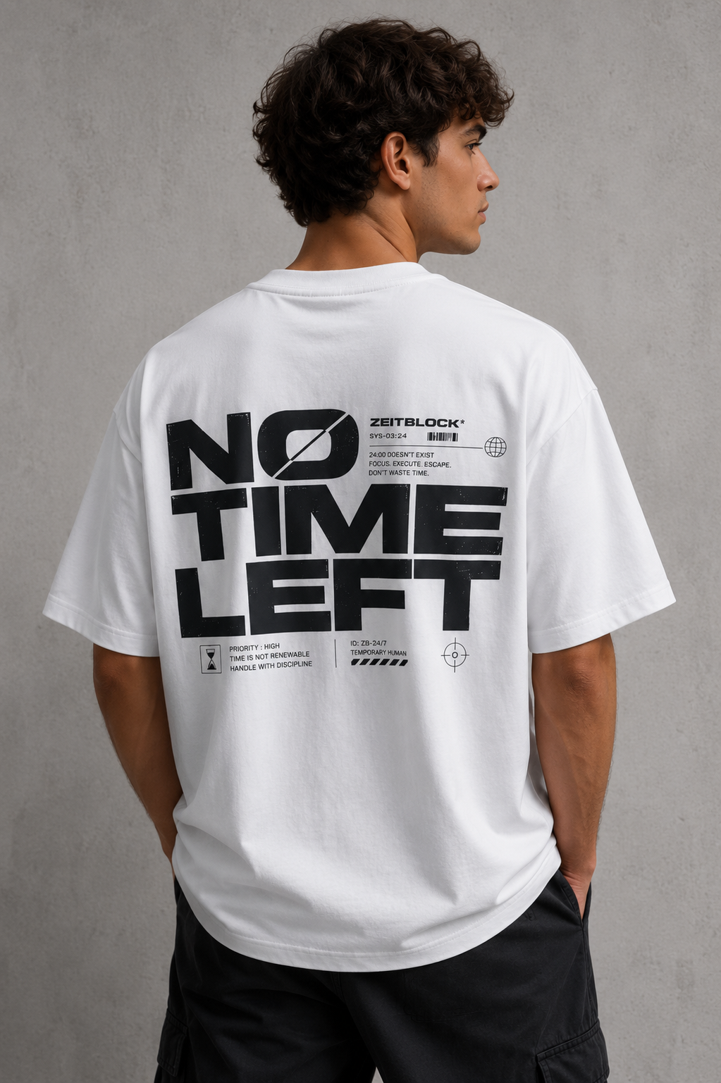 ZEITBLOCK® “NO TIME LEFT” Heavy Oversized Tee – 300 GSM Premium Shirt