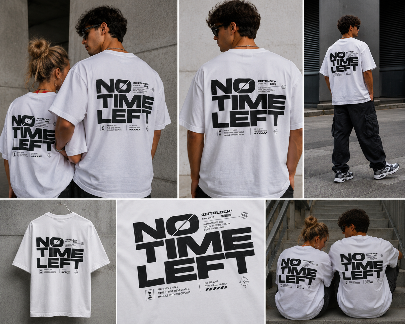 ZEITBLOCK® “NO TIME LEFT” Heavy Oversized Tee – 300 GSM Premium Shirt
