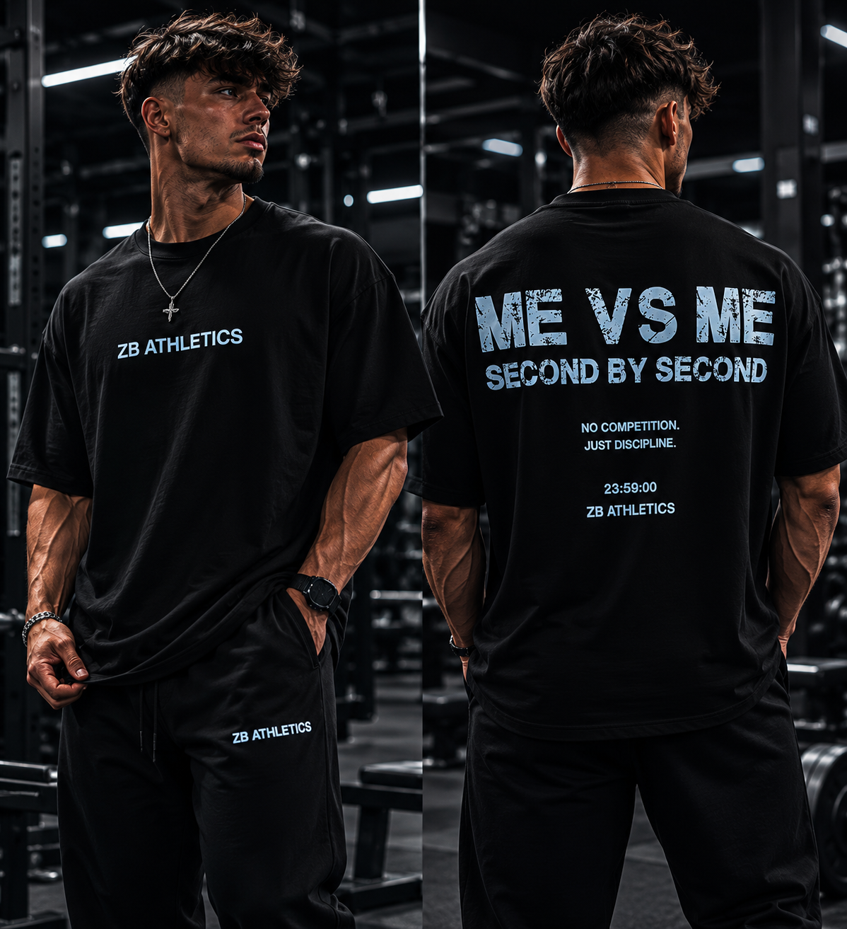 ZEITBLOCK® ME VS ME – Second By Second Heavy Oversized Gym Tee | Premium 300 GSM Streetwear