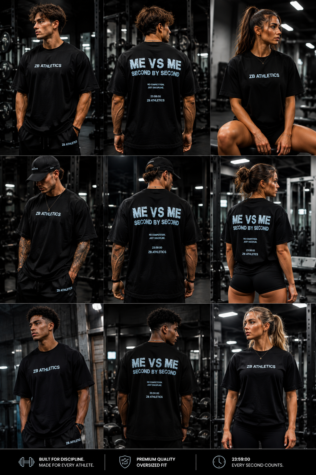 ZEITBLOCK® ME VS ME – Second By Second Heavy Oversized Gym Tee | Premium 300 GSM Streetwear
