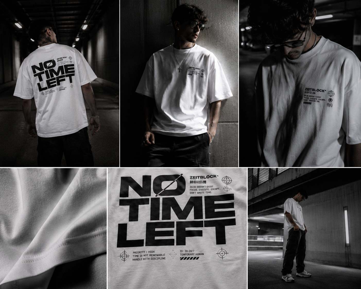 ZEITBLOCK® “NO TIME LEFT” Heavy Oversized Tee – 300 GSM Premium Shirt