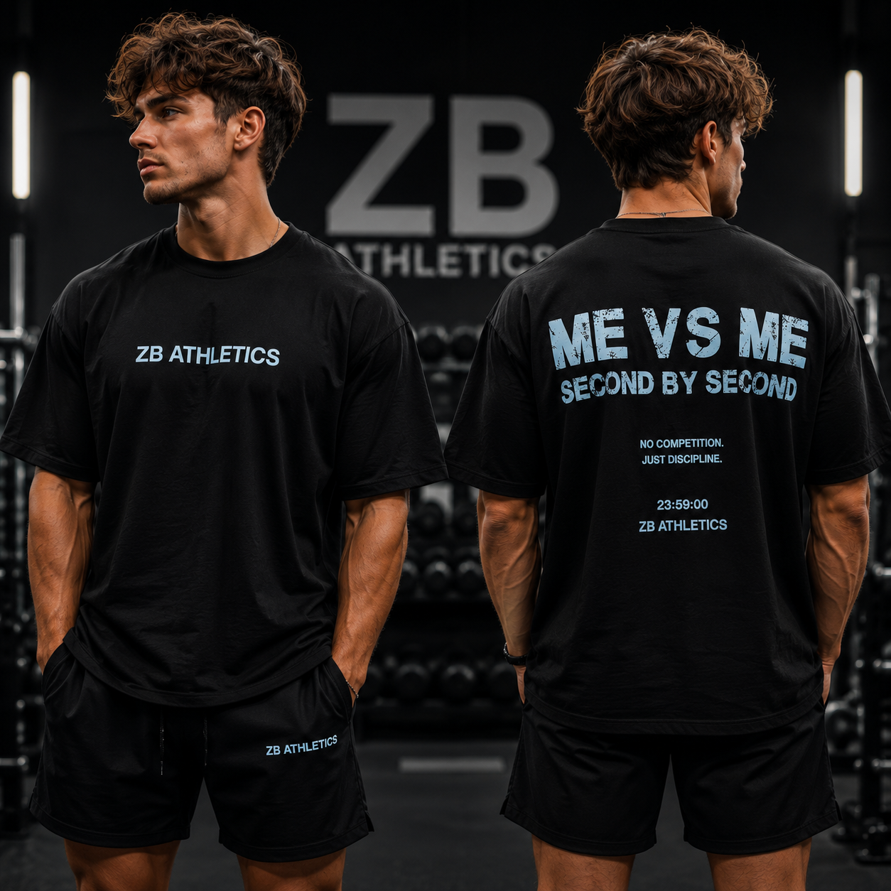 ZEITBLOCK® ME VS ME – Second By Second Heavy Oversized Gym Tee | Premium 300 GSM Streetwear